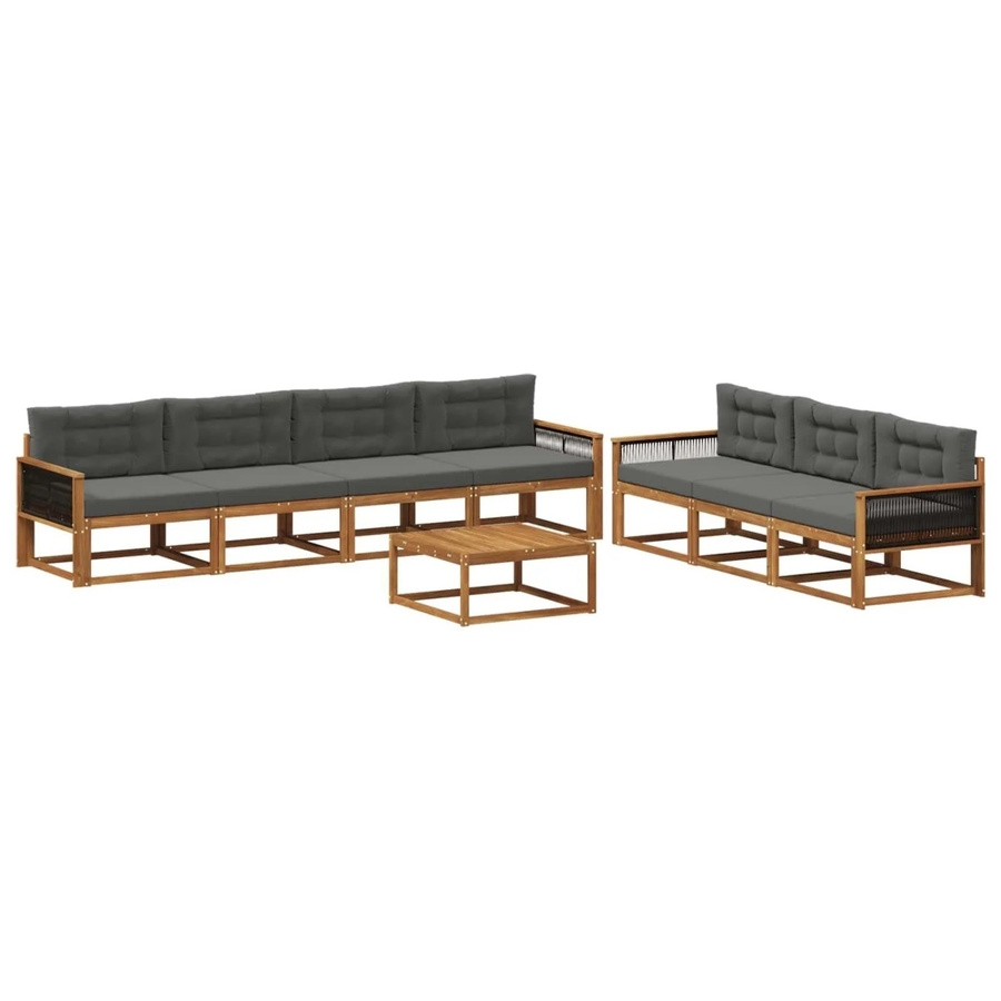 vidaXL Outdoor-Sofagarnitur aus Akazienholz mit Kissen, 8-teiliges Set in Natur und Anthrazit - Bild 2