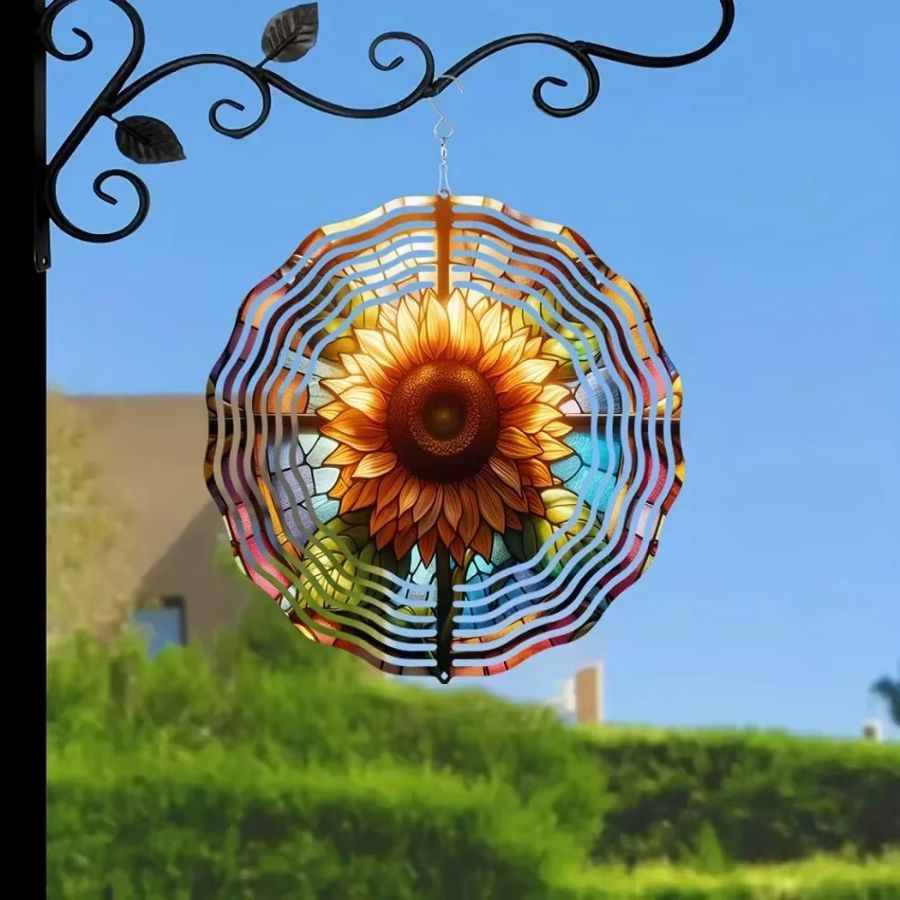 Moon Wizard Windspinner Mandala aus Metall mit bunten Blumen in Multicolor zum Aufhängen - Bild 4