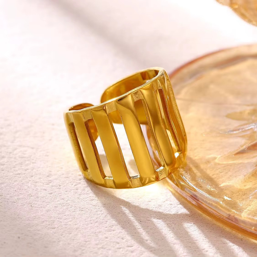 ETCAVCE Ringe Edelstahl, Goldfarben, Damen, Herz-Hohlring - Bild 2