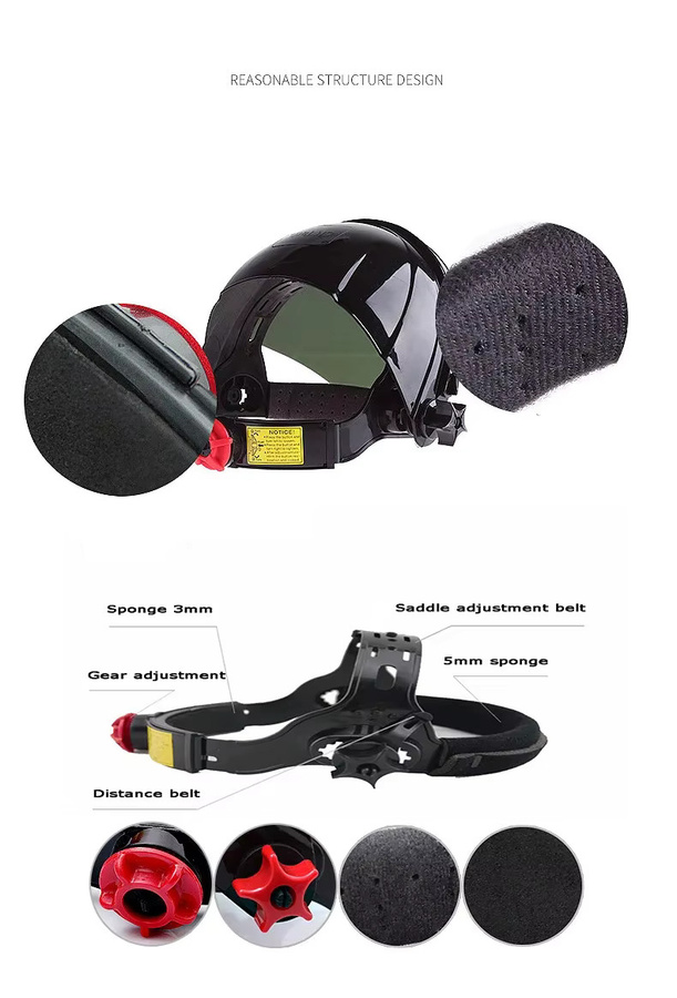 Karocola Schweißmaske mit 8-stufiger Schattierung, Hochtemperatur-Schutz und UV-Schutz, Schwarz - Bild 5