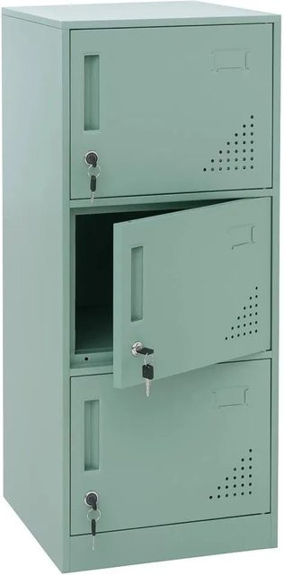 MCW Spind MCW-P63 Schließfachschrank aus Stahl mit 3 Türen in Mintgrün, H: 90 cm, B: 38 cm, T: 45 cm - Bild 1