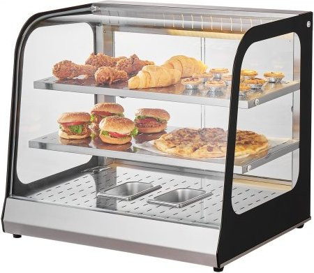 VEVOR 2-stufiger kommerzieller Speisenwärmer mit Dampfheizung, 850 W elektrischer Warmhalteautomat aus Edelstahl und Glas, Silber, 111 l Fassungsvermögen - Bild 1