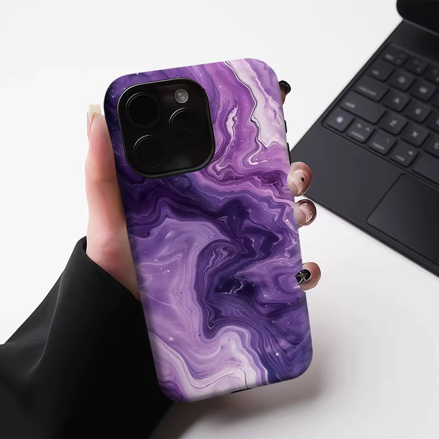 Magnetische Handyhülle Purple Swirl für iPhone 17 16 15 14 13 Pro Max Plus, robuste doppelschichtige Schutzhülle in Lila - Bild 4