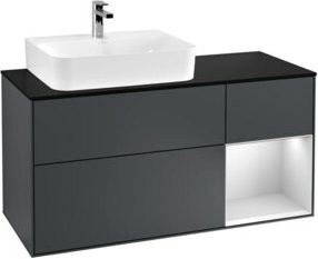 V&B Finion Waschtischunterschrank mit Wandbeleuchtung, Breite: 120 cm, Farbe: Lackiert, Blau - Bild 1