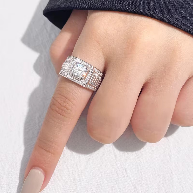 DWJ Ring, 925 Silber, Moissanit Diamant, Herren - Bild 2