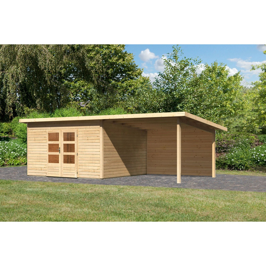Karibu Holz-Gartenhaus Karlskoga 5 in Natur mit Pultdach und modernem Design, B/T: 365 x 365 cm - Bild 2
