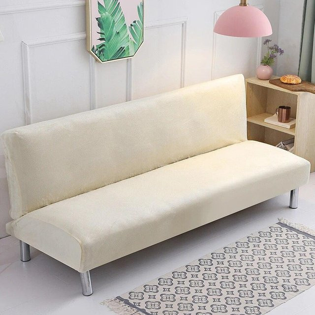 Elastischer Samt-Plüsch-Sofa-Bettbezug ohne Armlehnen aus Polyester, moderner Stretch-Schutzbezug für Couch und Bett, Breite: 150 cm bis 185 cm - Bild 1