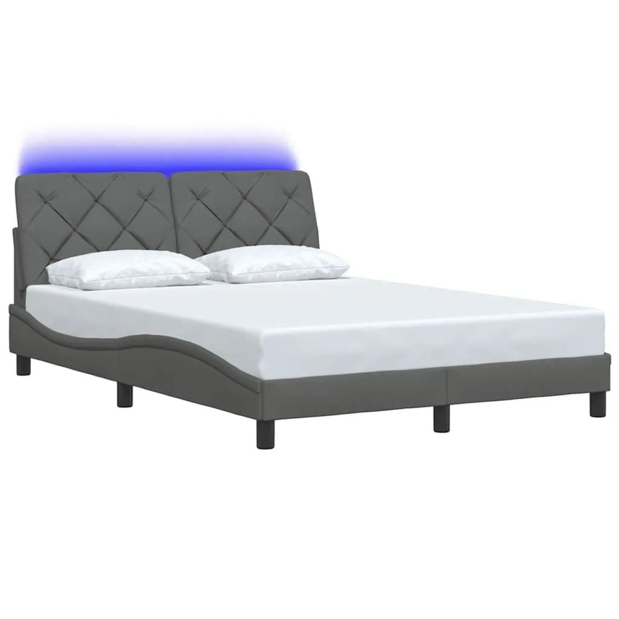 vidaXL Bettgestell mit LED-Unterbettbeleuchtung und USB-Ladeport in Dunkelgrau, B/T/H: 140 x 200 x 145 x 218 cm - Bild 2