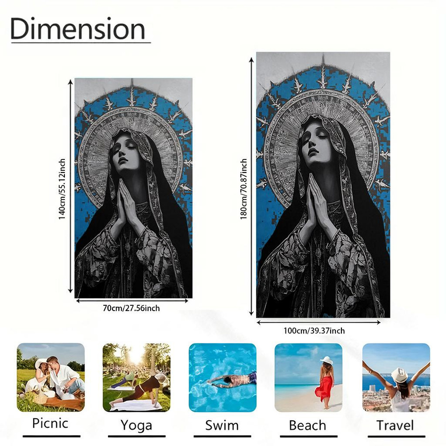 Schnelltrocknendes Nonnen-Gebets-Strandtuch von JMG Household Supplies, sandfreies Handtuch für Strand, Pool, Sport und Yoga, Mehrfarbig, Breite: 60 cm, Höhe: 40 cm - Bild 4