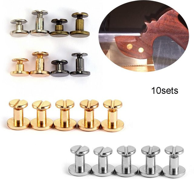 10 Sets Bekleidungsnieten aus Messing für DIY Scrapbooking und Textildekoration in Gold und Bronze - Bild 1