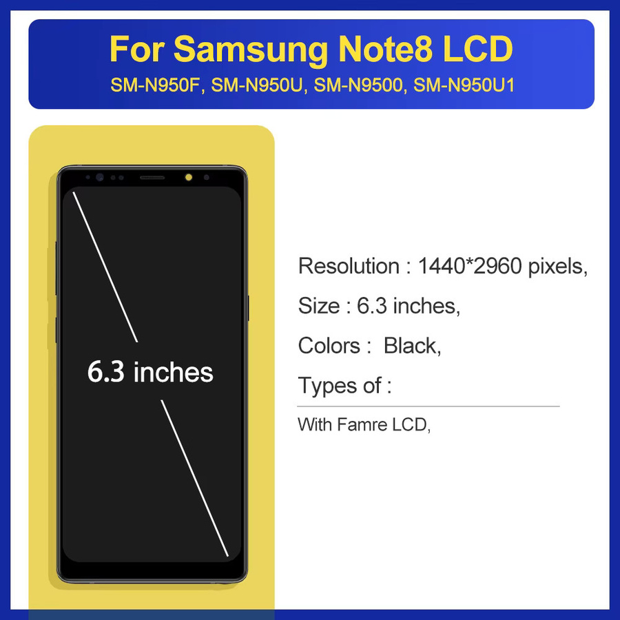Samsung Galaxy Note 8 TFT LCD Display mit Touchscreen Digitizer Ersatz für N950F N950U N950W N950FD in Schwarz oder Gold - Bild 2