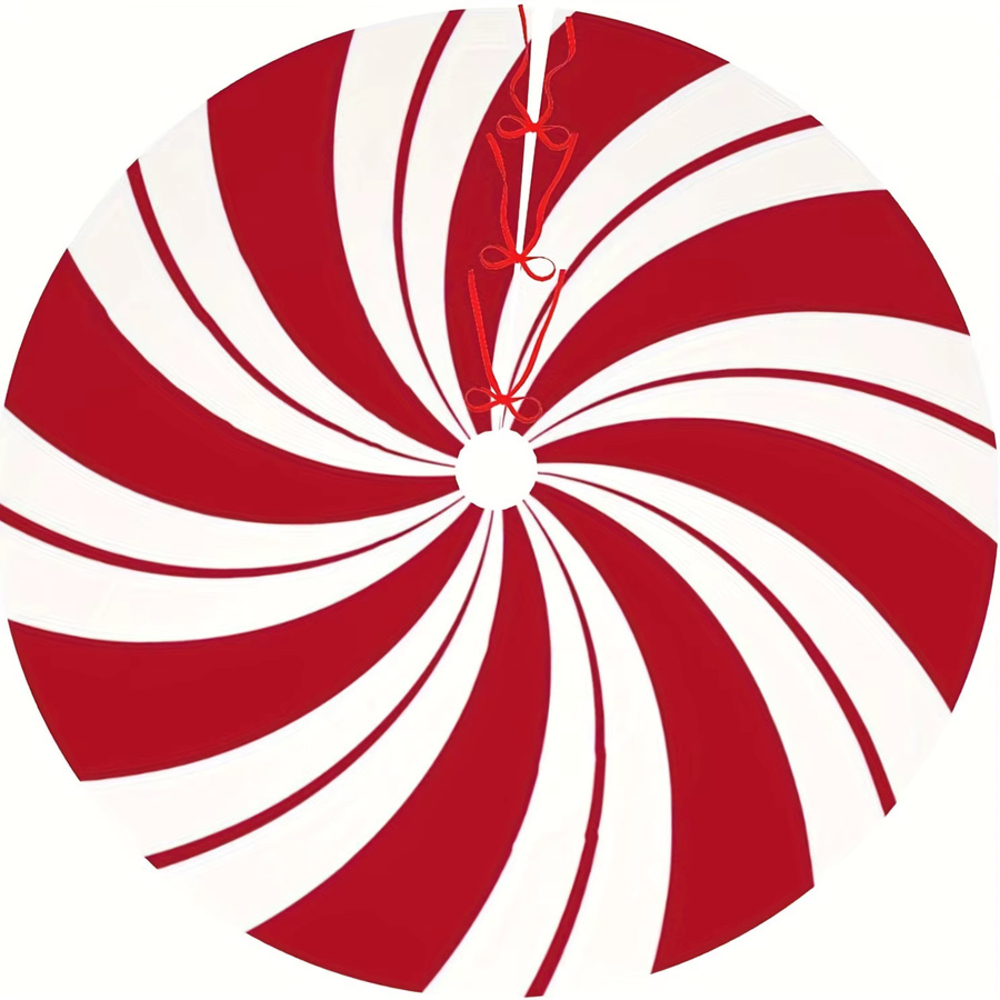 VIKAMA Weihnachtsbaumrock im Zuckerrohr-Süßigkeit-Design, rot-gestreift, Textil-Dekoration für innen und außen - Bild 5