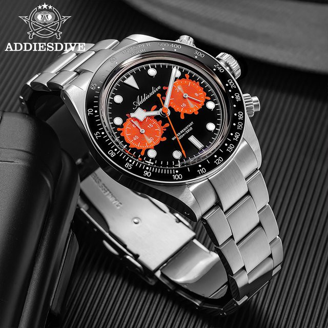 ADDIESDIVE Chronograph, Quarz, Keramik-Lünette, Edelstahl, Herren - Bild 1