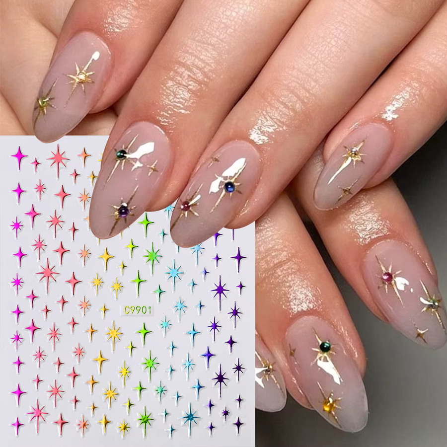 MingLee 3D Sternenlicht Nagel Aufkleber, Silber, Glänzend - Bild 1