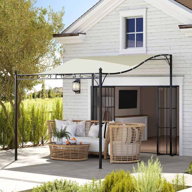 Outsunny Anbaupavillon aus Metall in Weiß mit Polyester-Überdachung, B/H/L: 298 x 250 x 248 cm - Bild 3