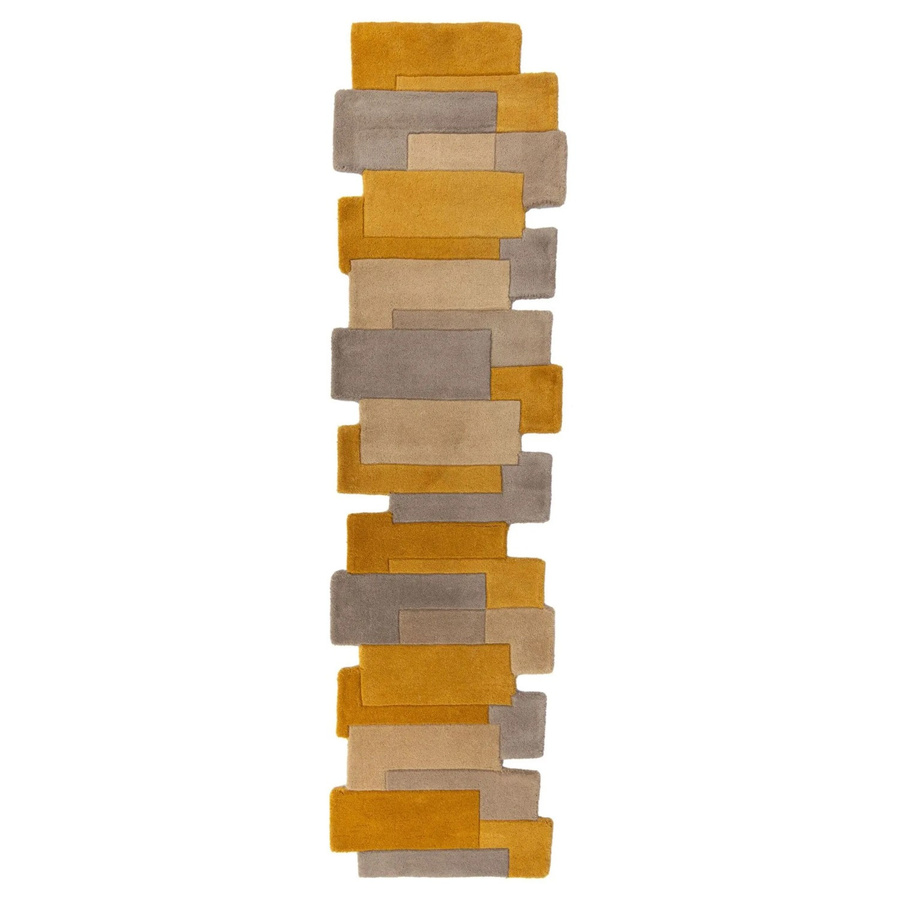 Flair Rugs Wollteppich Collage in Gelb und Multicolour, abstraktes Design, Breite: 60 cm, Länge: 230 cm - Bild 2
