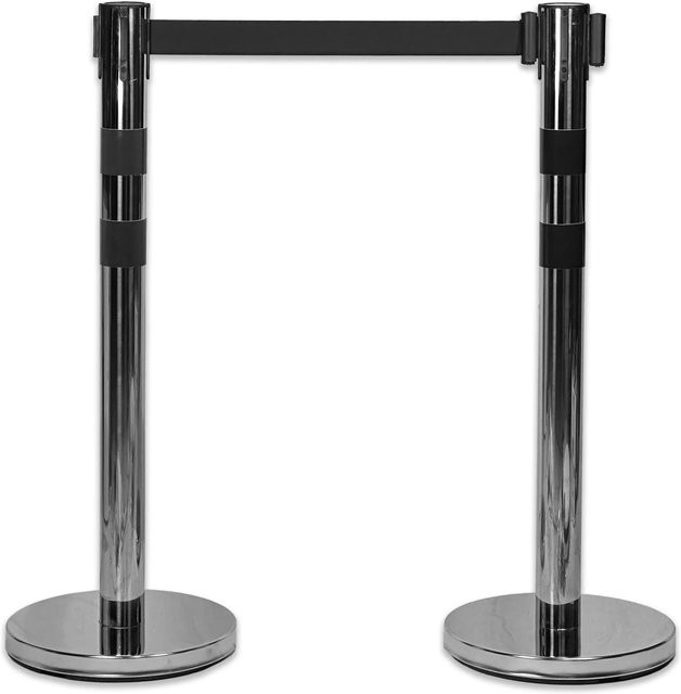UvV BounceLine Personenleitsystem aus Edelstahl mit schwarzem Heavy-Gurt, 2 x 90 cm, Länge: 3 m - Bild 1