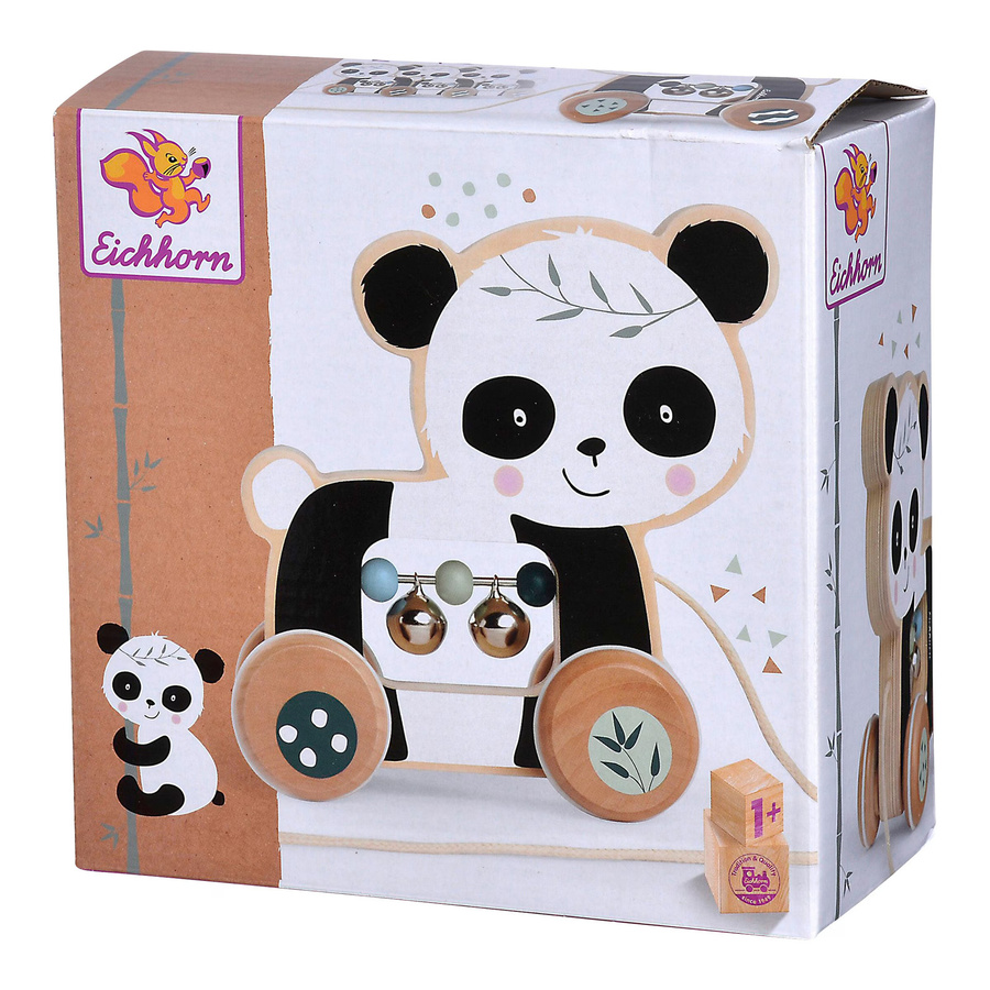 Eichhorn Nachziehspielzeug Panda Panda Holz Silikon mehrfarbig - Bild 2