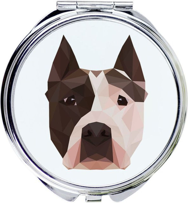 Runder Spiegel mit American Staffordshire Terrier Foto und geometrischer Aufschrift von Art-dog in Mehrfarbig aus Metall - Bild 1
