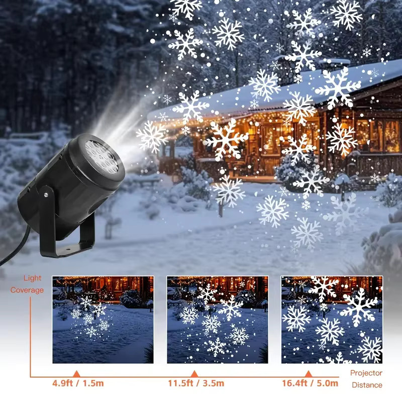 Leclstar USB Weihnachts-Schneeflocken-Projektor in Schwarz mit rotierendem Urlaubsmuster für die Innenraumdekoration - Bild 3