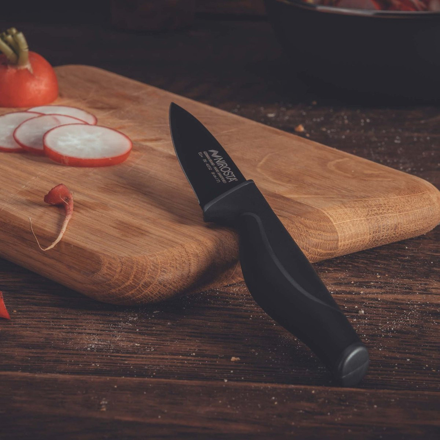 Nirosta Gemüsemesser Wave Paring Knife in Schwarz-Grau mit 9 cm Klinge aus Edelstahl und Kunststoff - Bild 2