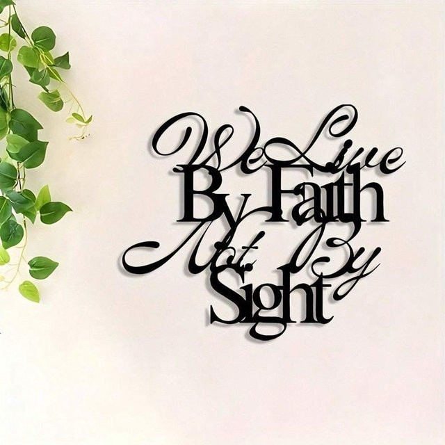 CIFBUY Christliche Metallwandkunst We Live By Faith Not By Sight Wandskulptur in Schwarz - Bild 1