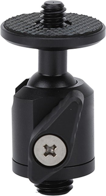 DIYelecs Mini Blitzschuhadapter mit 360 Grad drehbarer Kugelkopfhalterung, 1/4 Zoll und 3/8 Zoll Schraube, Schwarz - Bild 1