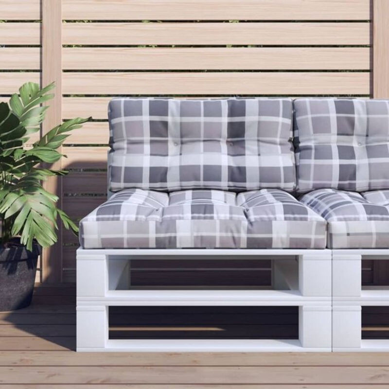vidaxl Palettenkissen aus Stoff in Grau Kariert, Rechteckig, B/T/H: 70 x 40 x 12 cm - Bild 1