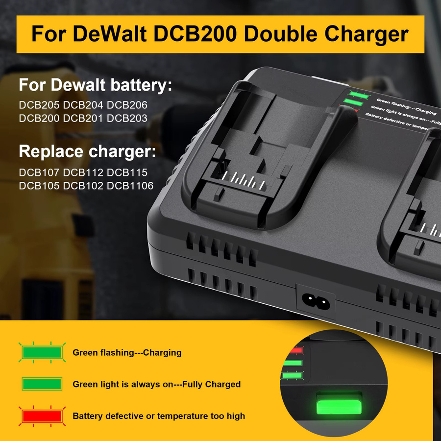 EU Stecker Ersatz für Dewalt 18V-60V Akku Ladegeräte DCB206 DCB205 DCB200 DCB609 in Schwarz - Bild 3