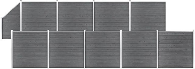 vidaXL WPC Zaun-Set aus Holz-Kunststoff-Verbundwerkstoff und Aluminium in Grau, B/H: 1657 x 186 cm - Bild 1