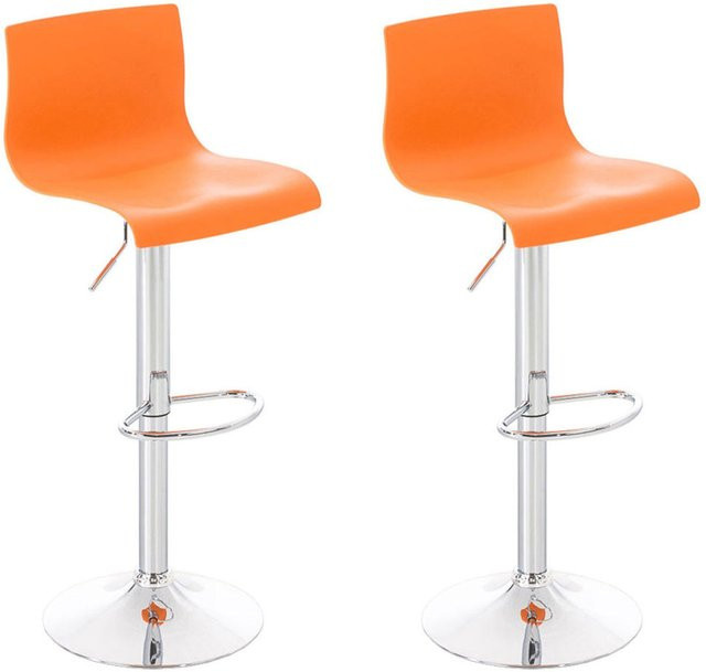TPFLiving 2er Set Barhocker Hope in Orange mit Chromoptik und 360 Grad Drehsitz, B/T/H: 39 x 36 x 110 cm (Höhe bis 104 cm) - Bild 1