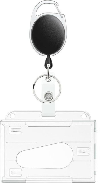 NATAWA Ausweishalter Transparent mit doppelten Kartenfächern und Ausweisrolle in Schwarz - Bild 1