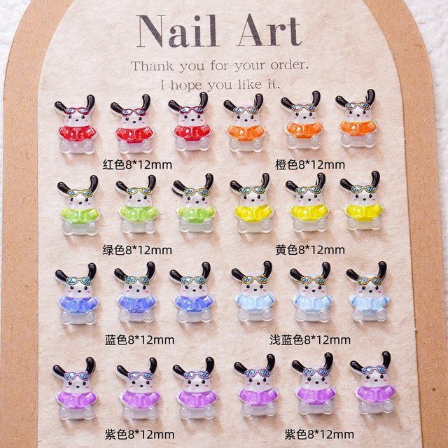 Happy Pochacco Nagel-Charms, 100 Stück, 3D-Cartoon-Nagelkunst, Glänzend - Bild 1