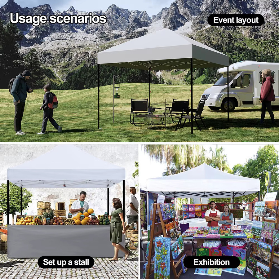 Sonuto Pop-Up Überdachungszelt wasserdicht mit belüftetem Dach für Camping und Terrasse B/T/H: 300 x 300 x 300 cm in Schwarz oder Weiß - Bild 5