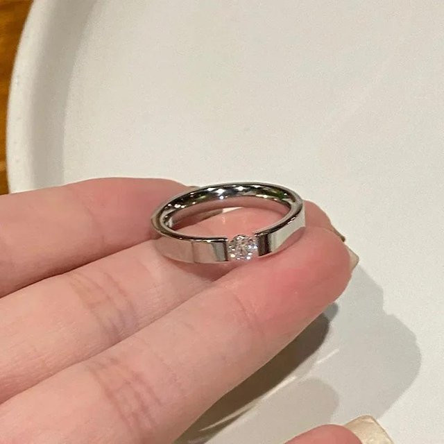 Edelstahlring, Gold, Zirkonia, Unisex - Bild 1