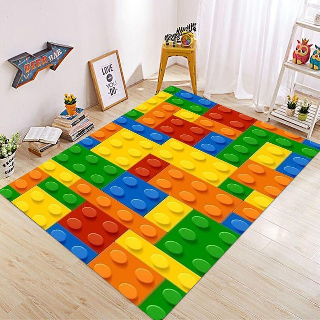 Miniso Teppichfliesen mit 3D-Druck und geometrischem Farbgitter-Design, rutschfest und waschbar, B/T: 80 x 50 cm, Mehrfarbig - Bild 1