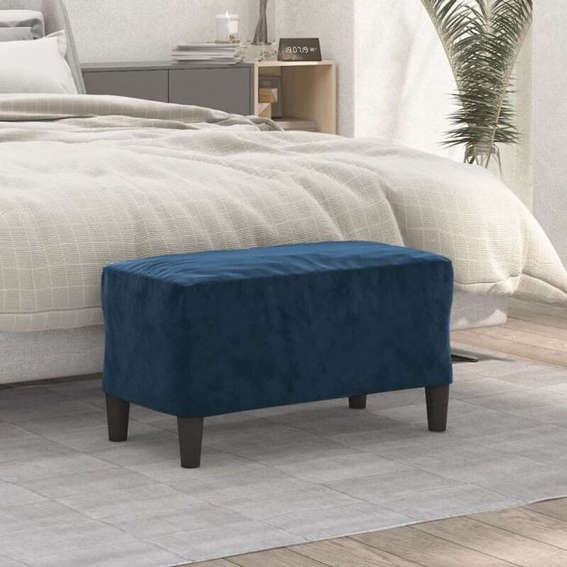 Moderne Sitzbank aus Samt von Vidaxl in Blau, B/T/H: 70 x 35 x 41 cm - Bild 1