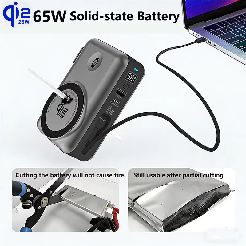65W GaN USB-C Wandladegerät und 10000mAh Qi2.2 Magnetische Powerbank mit 25W Kabellosem Schnellladen für iPhone, iWatch und Laptop - Bild 3