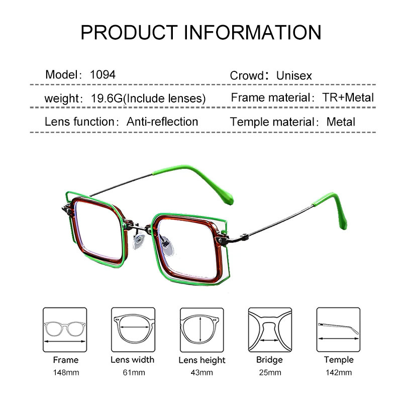 EYORA Lesebrille Quadratisch, Vollrand, Damen, Blau Lichtfilter - Bild 2