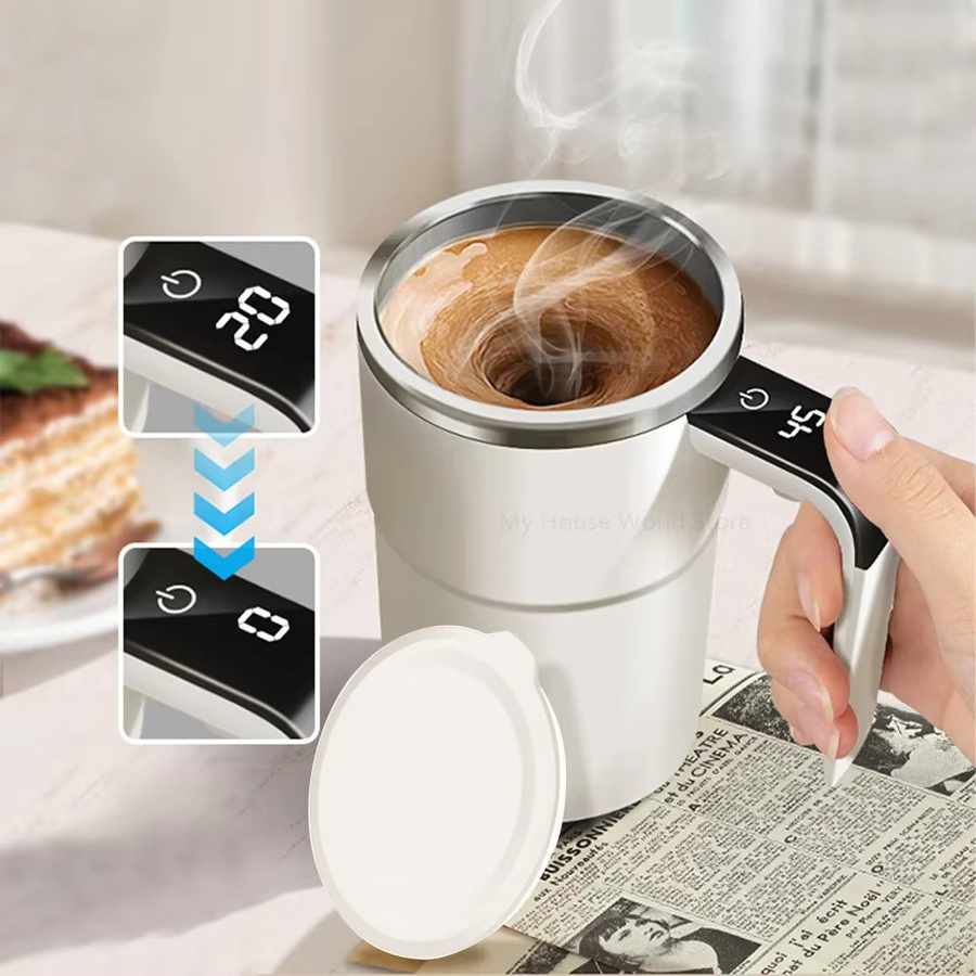 DUTRIEUX Tragbarer automatischer Rührbecher aus Edelstahl, wiederaufladbarer elektrischer Kaffeemixer mit Magnetfunktion in Grün oder Weiß - Bild 2