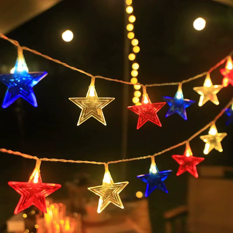 LED-Lichterkette mit Acryl-Sternen in Rot und Multicolour, batteriebetrieben, ideal für Weihnachten, Partys und Hochzeiten - Bild 1