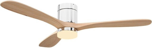 PXloue Deckenventilator mit LED-Beleuchtung und Fernbedienung, DC Motor, 3 Holzflügel, Braun, Durchmesser: 64 cm - Bild 1