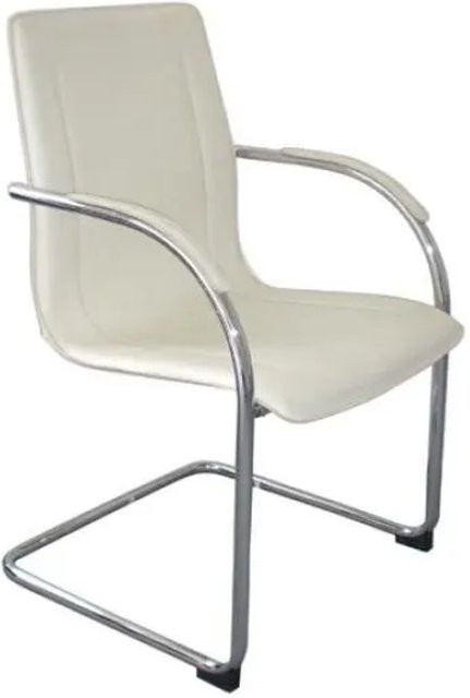DELUKE Besucherstuhl TEHRAN Konferenzstuhl und Bürostuhl aus Kunstleder in Creme/Beige, B/T/H: 56 x 52 x 94 cm - Bild 1