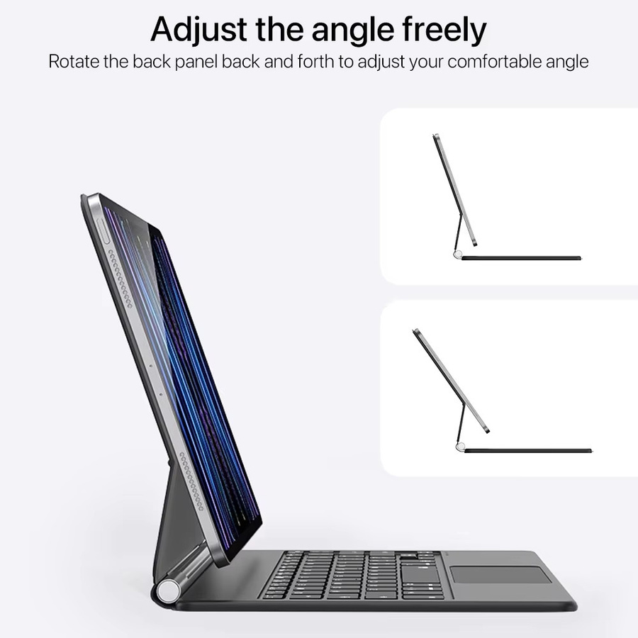 EMTRA Bluetooth Magic Keyboard mit Touch-Control und Beleuchtung für iPad Air und iPad Pro, Spanisches Layout (QWERTY ES), in Schwarz oder Weiß - Bild 5