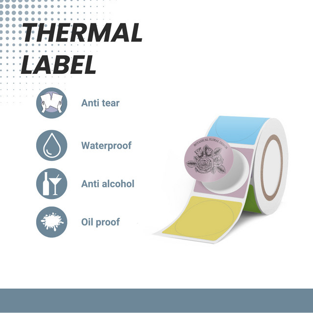 KAYSION Runde Thermo-Farbetiketten mit QR-Code, Selbstklebende Preisschilder in Mehrfarben für professionelle Anwendungen - Bild 1