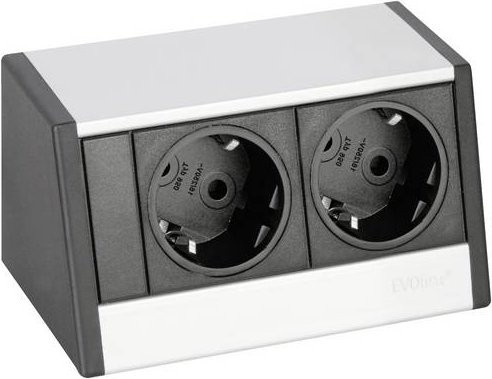 EVOline Tischsteckdose Schwarz Silber ohne Stecker - Bild 1