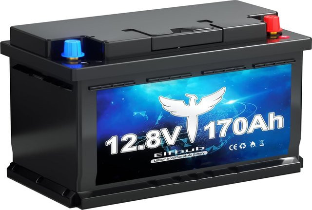 12V 170Ah LiFePO4 Lithiumbatterie mit Bluetooth und 150A BMS sowie Niedertemperaturschutz für Wohnmobil, Camping, Boot und Solar in Blau - Bild 1