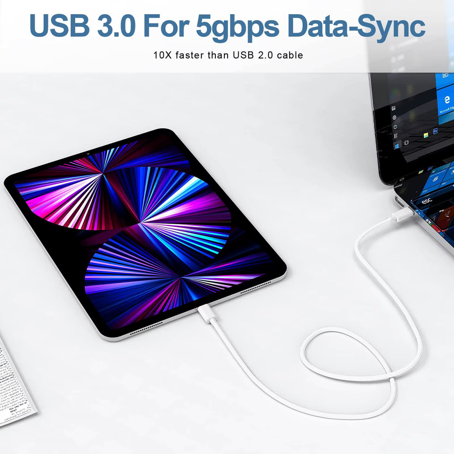 USB-C auf USB-C Schnellladekabel für dein Telefon im 3er-Pack, Weiß - Bild 4