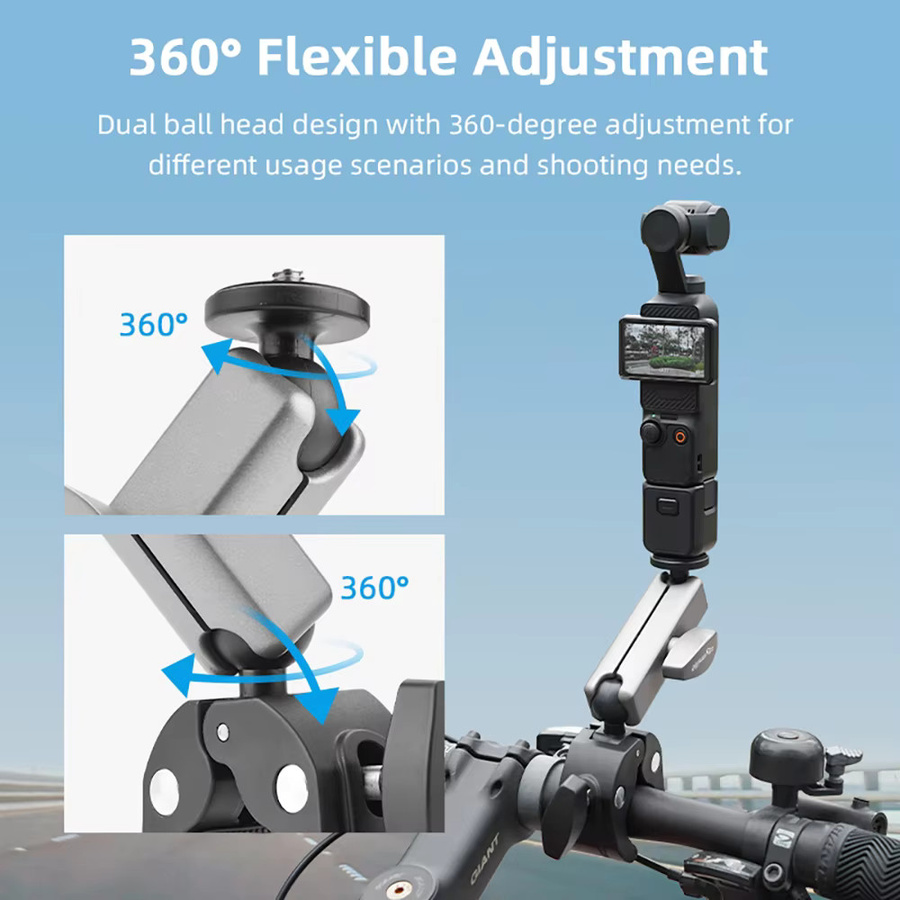 Flymile Lenkerhalterung aus Metall für GoPro Hero 4 bis Hero 8 Action Kameras, stufenlos verstellbar für Fahrrad und Motorrad - Bild 2