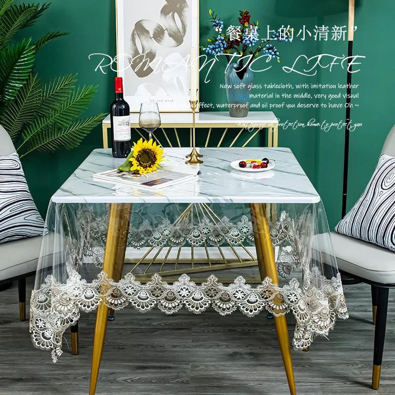 Transparente PVC Tischdecke von Yiran bag, quadratisch, wasserabweisend und hitzebeständig, B/B: 80 x 80 cm - Bild 3